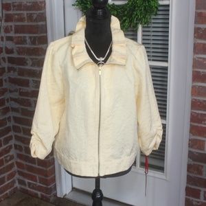 Ruby Rd Sunsational Daisy Yellow Short Jacket portrait collar 3/4 sleeve…16 New